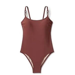 Brown Women’s Chain Link Medium Coverage Sew In Cups One Piece Swimsuit‎ Size M